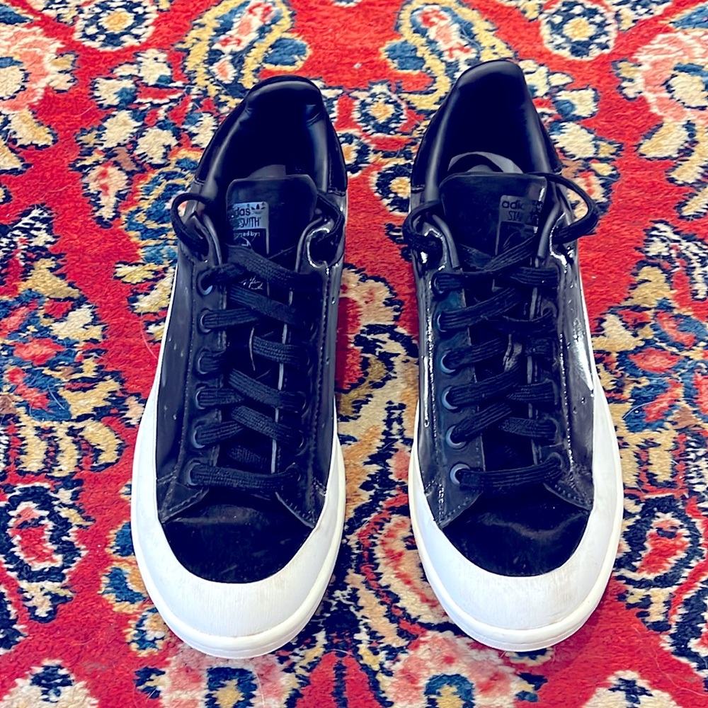 ADIDAS STAN SMITH shiny black sneaker size 6.5
